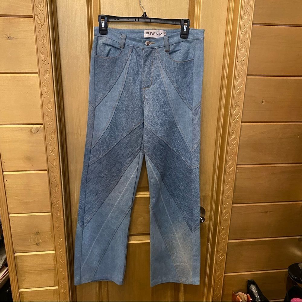 EB Denim patchwork jeans Vien Straight Leg Medium Wash pieced Revolve XS - Picture 11 of 12